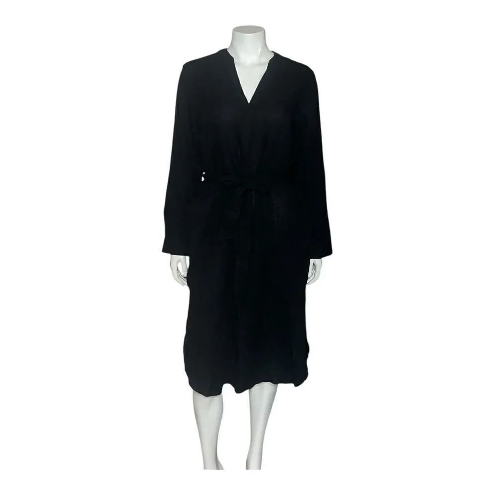 Gap Womens Black Cotton Pocket Midi Dress Belted Lightweight Small NWOT